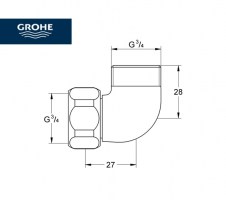 MEDIDAS CODO PARA CONEXION GROHE